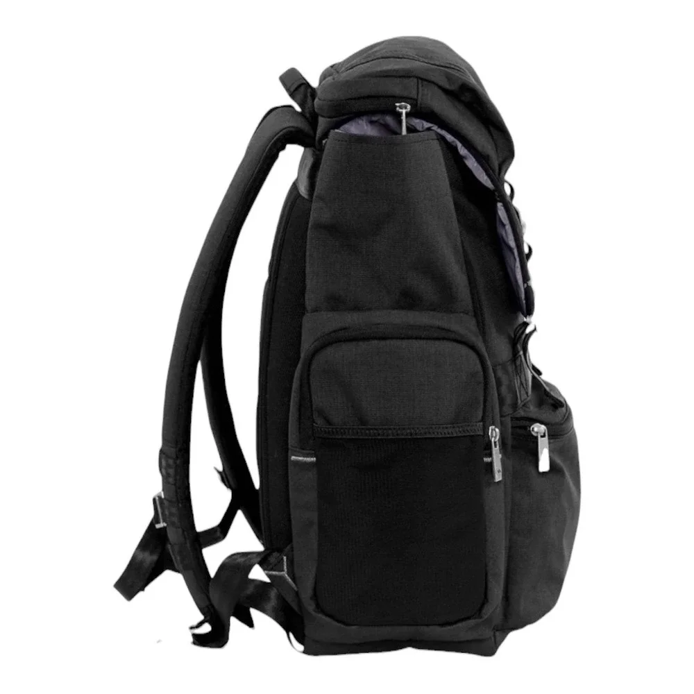 JuJuBe Structured Backpack Black Travel Diaper Bag Silver Hardware